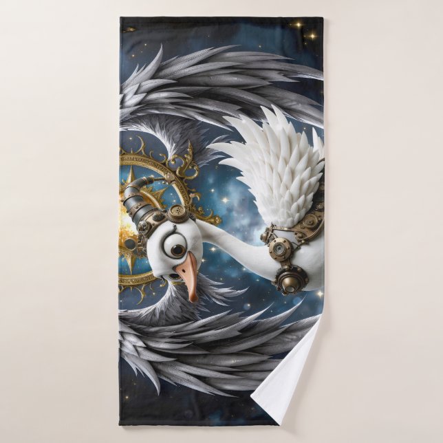 Conjunto De Toalhas O Cisne Curioso de Relógio. (Toalha de Banho)