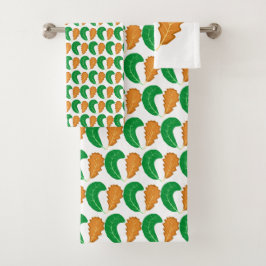 Conjunto De Toalhas O Coração da Natureza Folhas Verdes e Marrons