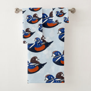 Conjunto De Toalhas O Harlequin bonito Ducks Lovebirds