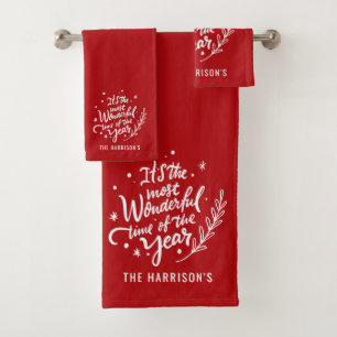 Conjunto De Toalhas O Natal Festivo Mais Maravilhoso Personalizado