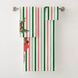 Conjunto De Toalhas O Natal listra cervos