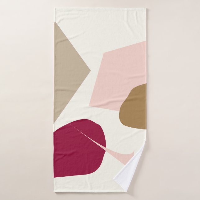 Conjunto De Toalhas O ponto de burgundy, design geométrico abstrato (Toalha de Banho)
