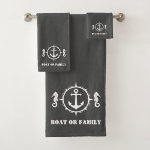 Conjunto De Toalhas O seu barco ou nome da família Nome da Cinza do m