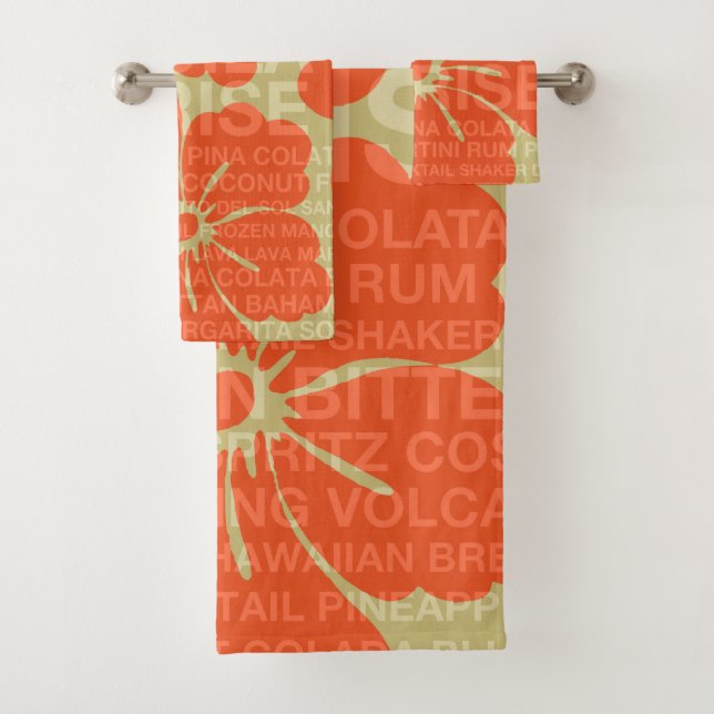 Conjunto De Toalhas O verão exprime cocktail e hibiscus - laranja (Insitu)