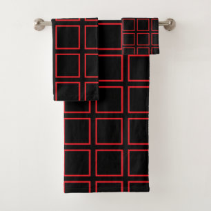 Conjunto De Toalhas O vermelho esboçado esquadra o preto