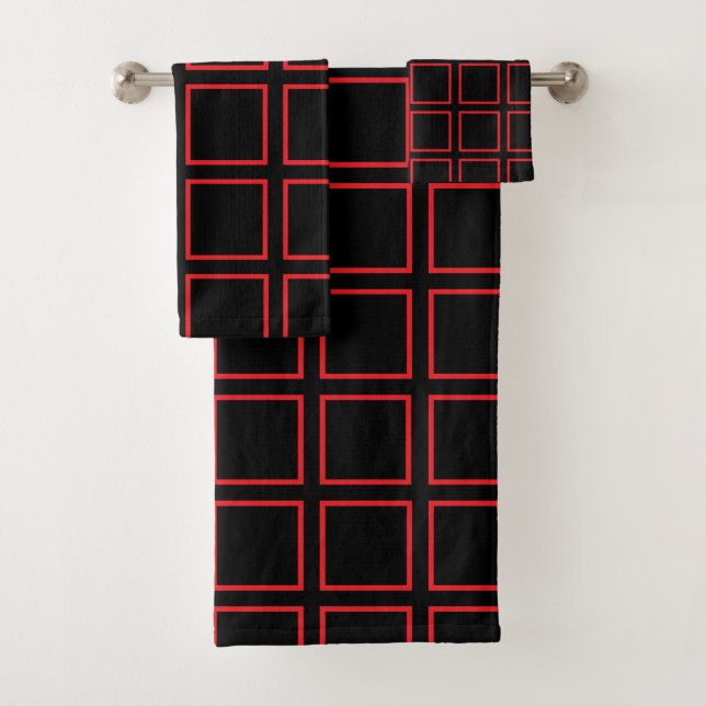 Conjunto De Toalhas O vermelho esboçado esquadra o preto (Insitu)
