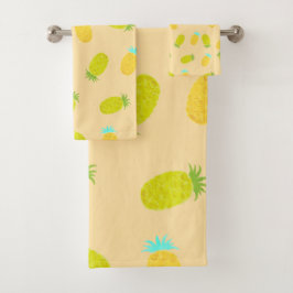Conjunto De Toalhas Ocean Pineapples Peach Pattern 