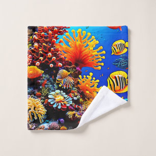 Conjunto De Toalhas Oceano Colorido com Vida Submarina