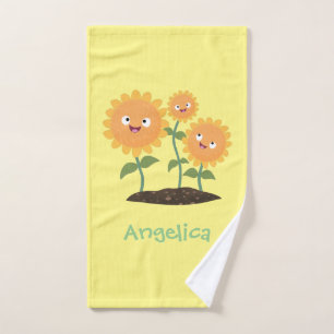 Conjunto De Toalhas Óculos bonitos girassóis felizes sorrindo ilustr