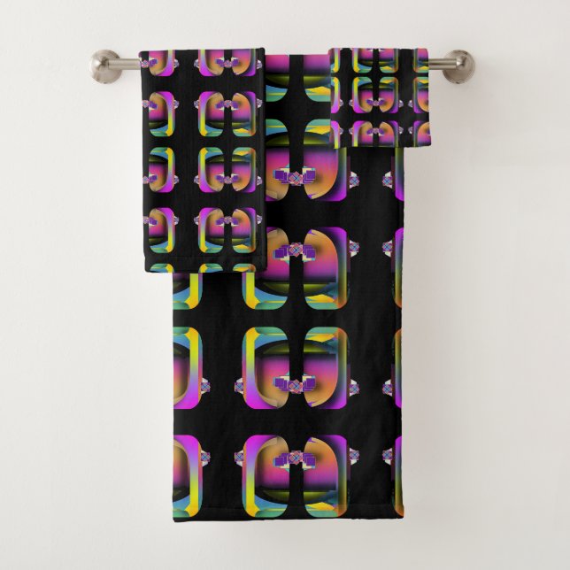 Conjunto De Toalhas Óculos Refletidos Art Deco Design Preto (Insitu)