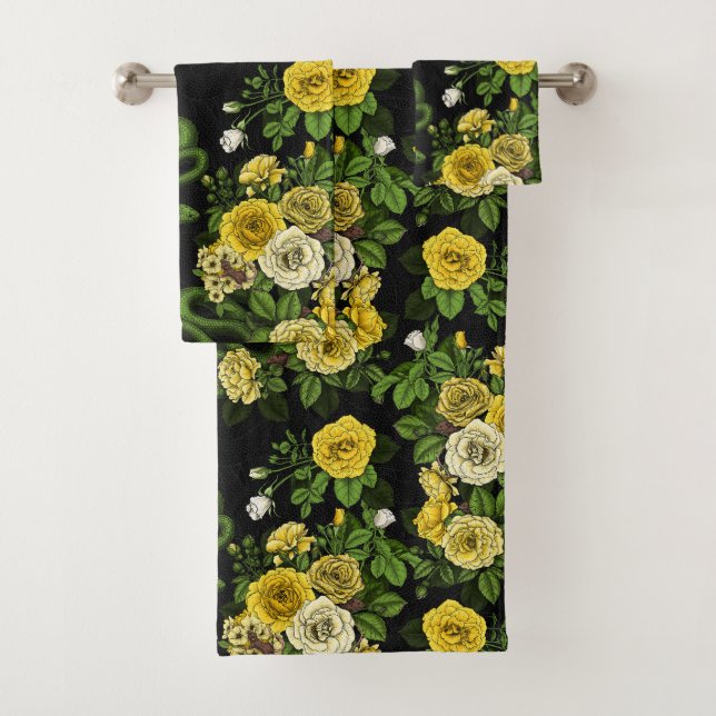 Conjunto De Toalhas Oculto nas rosas, amarelo e verde (Insitu)