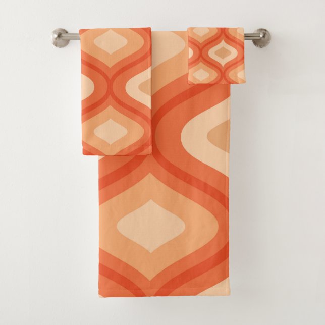 Conjunto De Toalhas Ogee laranja e bege moderno de meados do século    (Insitu)