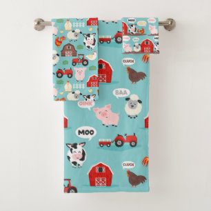 Conjunto De Toalhas Oink Baa Moo Cock-a-doodle-do-Fazenda Kids