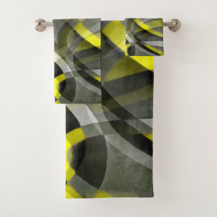 Conjunto De Toalhas Oitenta Vibes Daffodil Amarelo e Cinza Camada Cu