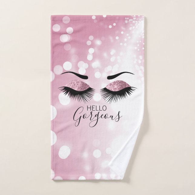 Conjunto De Toalhas Olá, Belíssimos Olhos Cinzentos Rosa (Toalha de mão)