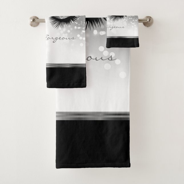 Conjunto De Toalhas Olá, Garganta - Lindos Eyelashes com Prata (Insitu)