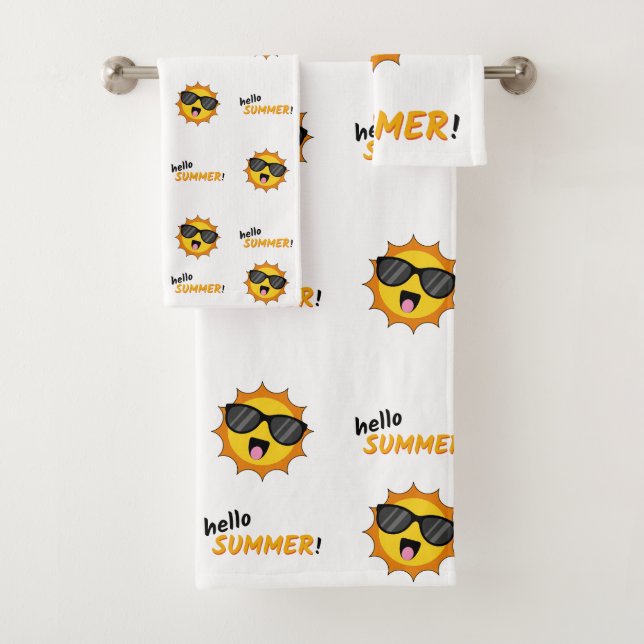 Conjunto De Toalhas Olá Summer Sun com óculos de sol (Insitu)