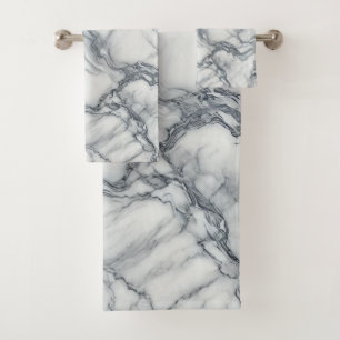 Conjunto De Toalhas Olhar de mármore cinza e branco chique glamour