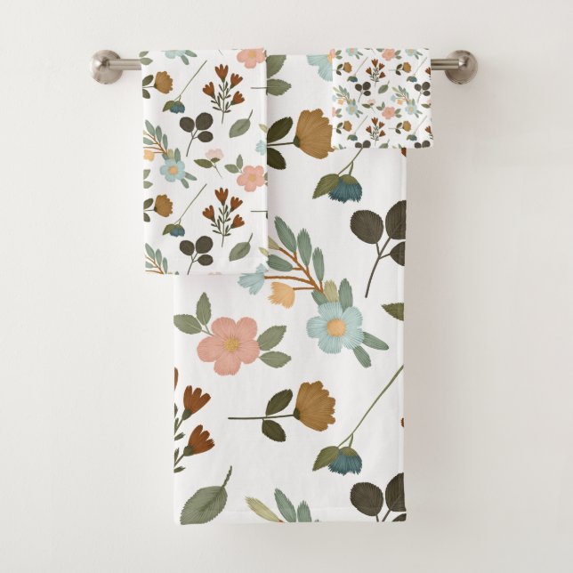 Conjunto De Toalhas Olhar para as flores selvagens bordados (Insitu)