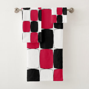 Conjunto De Toalhas Olho de peixes preto, branco e vermelho