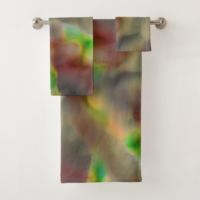 Conjunto De Toalhas Olho de vidro em vermelho e verde limão em tons de (Insitu)