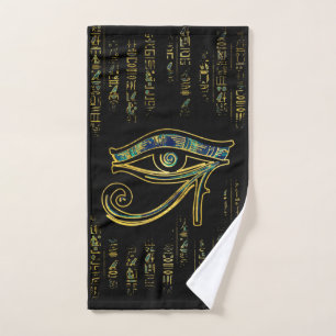 Conjunto De Toalhas Olho egípcio de Horus em hieroglyphics e em