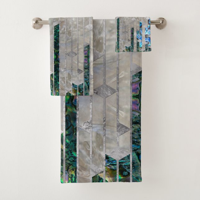 Conjunto De Toalhas Olmo e madrepérola geométricos abstratos (Insitu)