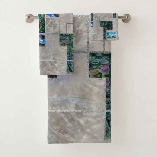 Conjunto De Toalhas Olmo e madrepérola geométricos abstratos (Insitu)