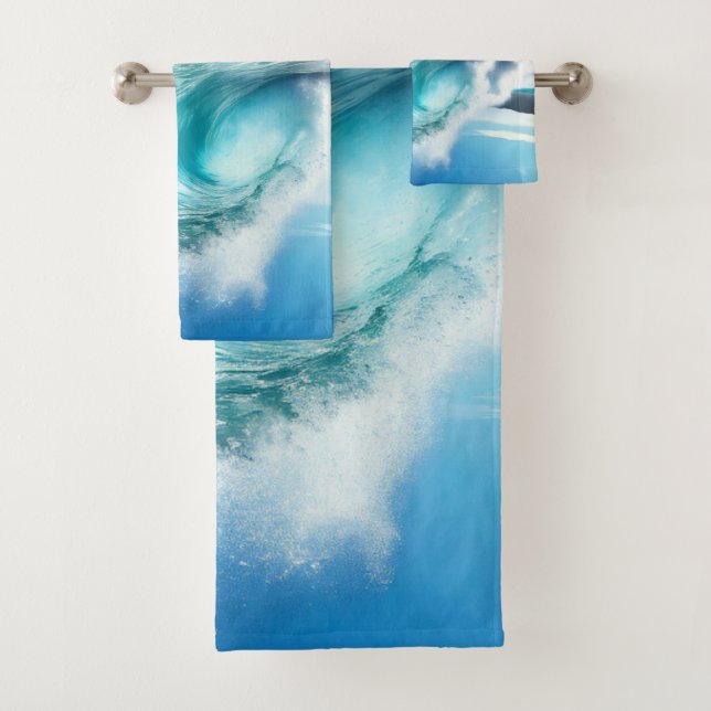 Conjunto De Toalhas Onda do Oceano Azul Poderosa Calmante (Insitu)