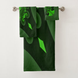 Conjunto De Toalhas Onda espiral verde escuro e lima