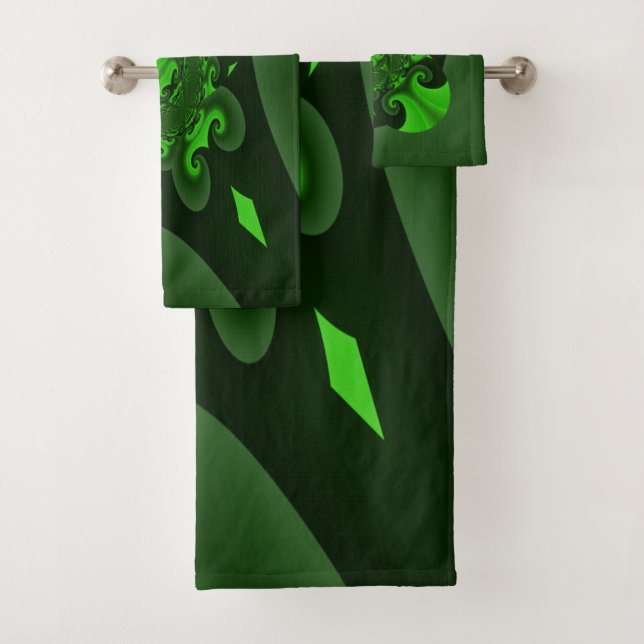 Conjunto De Toalhas Onda espiral verde escuro e lima (Insitu)