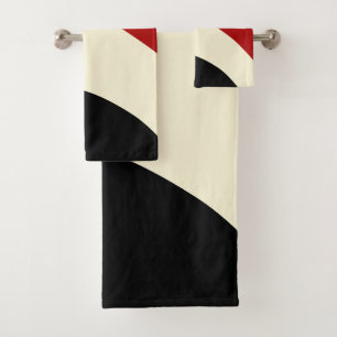 Conjunto De Toalhas Onda mínima elegante em vermelho, preto e creme