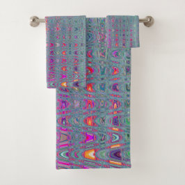 Conjunto De Toalhas Ondas Abstratas de Boomerang Retro Kaleidoscópio