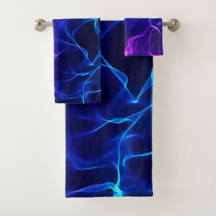 Conjunto De Toalhas Ondas Abstrato elegantes - azul e roxo -