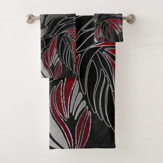 Conjunto De Toalhas ondas abstrato, linhas, folhas, design moderna