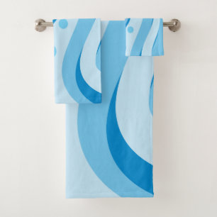 Conjunto De Toalhas Ondas azuis Abstrato