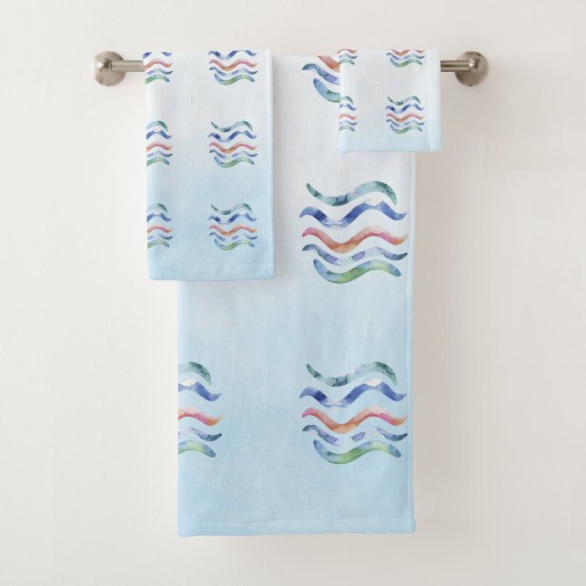 Conjunto De Toalhas Ondas Azuis e Náuticas do Oceano (Insitu)