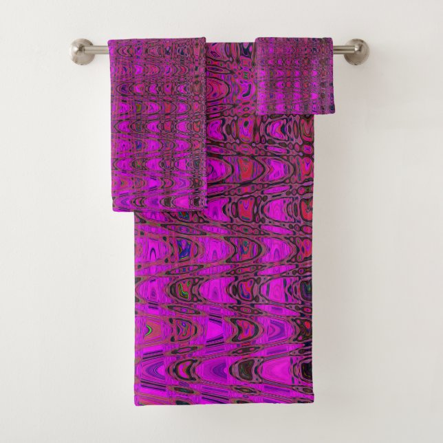 Conjunto De Toalhas Ondas de Boomerang Retro Magenta Abstratas (Insitu)