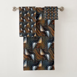 Conjunto De Toalhas Ondas de Cobre Padrão de Fluxo Geométrico Abstrato