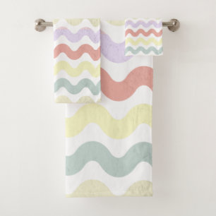Conjunto De Toalhas Ondas de Cores (Pastéis)