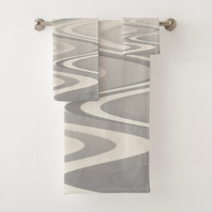 Conjunto De Toalhas Ondas de textura de tons brancos