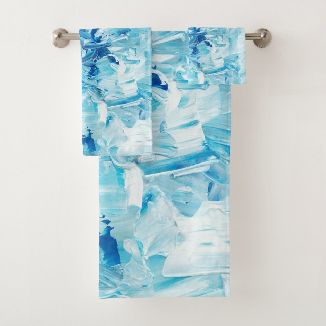 Conjunto De Toalhas Ondas de Tinta Azul abstrato (Insitu)
