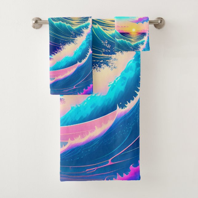 Conjunto De Toalhas Ondas do Oceano (Insitu)