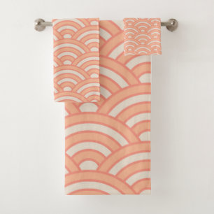 Conjunto De Toalhas Ondas Japonesas Peach Fuzz Seigaiha