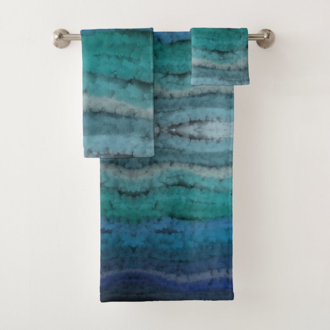 Conjunto De Toalhas Ondas Salgadas da Praia Costeira em Preto (Insitu)
