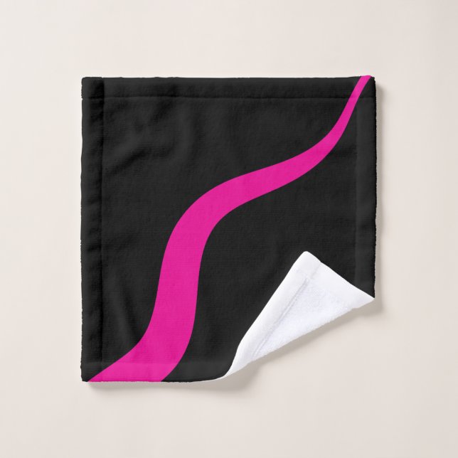 Conjunto De Toalhas Ondas simples 3 em magenta e preto (Pano de lavar)
