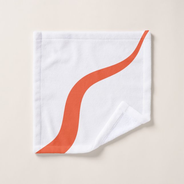 Conjunto De Toalhas Ondas Simples 3 - Laranja e Branco (Pano de lavar)