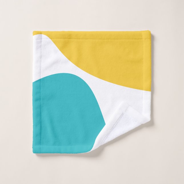 Conjunto De Toalhas Ondas Simples 4 - Turquesa e Amarelo (Pano de lavar)