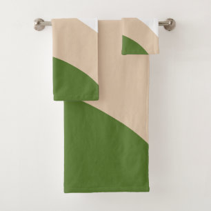 Conjunto De Toalhas Ondas Simples - Branco, Areia e Verde