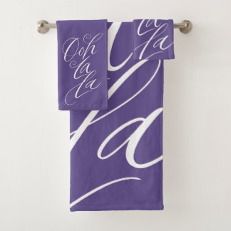 Conjunto De Toalhas Ooh La La Lettering Cor Puro Ultra Violeta